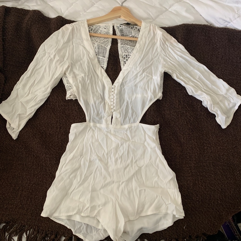 White backless romper